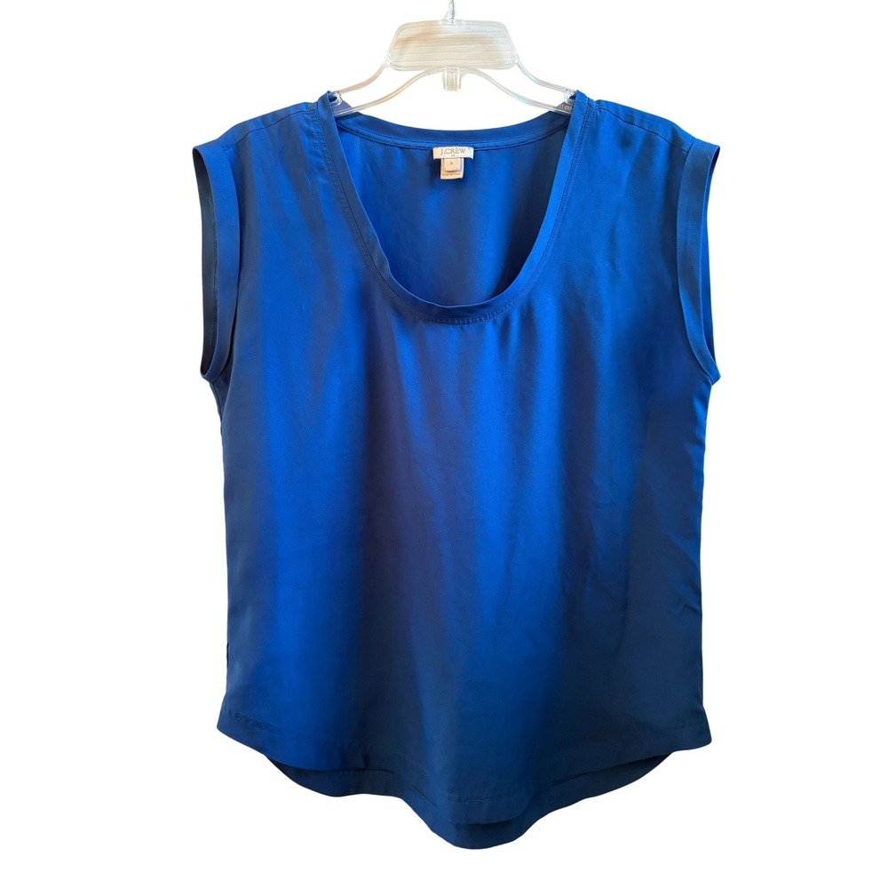 J.Crew Womens Cobalt Blue Scoop Neck Sleeveless‎ Blouse Top Size 8